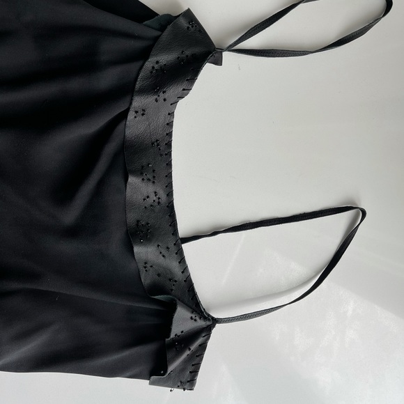 Tahari vintage silk dress with beaded leather trim - Picture 2 of 7